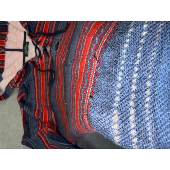 Lauren Jeans Hoodie Womens Large Red Navy Baja Boho Pullover Lace Up Southwest - Picture 3 of 7